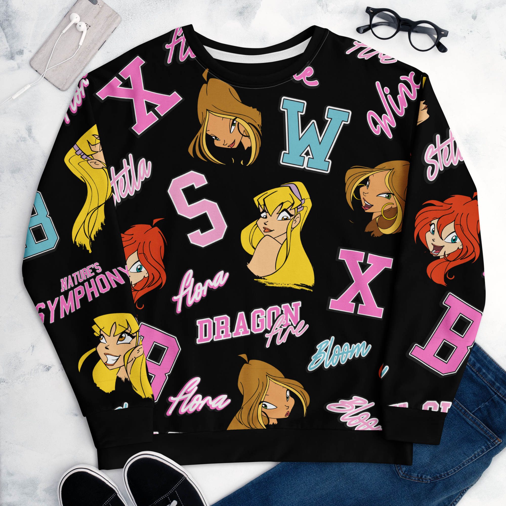 Face The Winx Full Print Unisex Sweatshirt