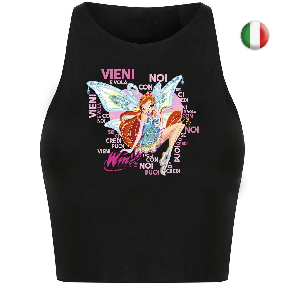 Sing along with Bloom! Black Crop top