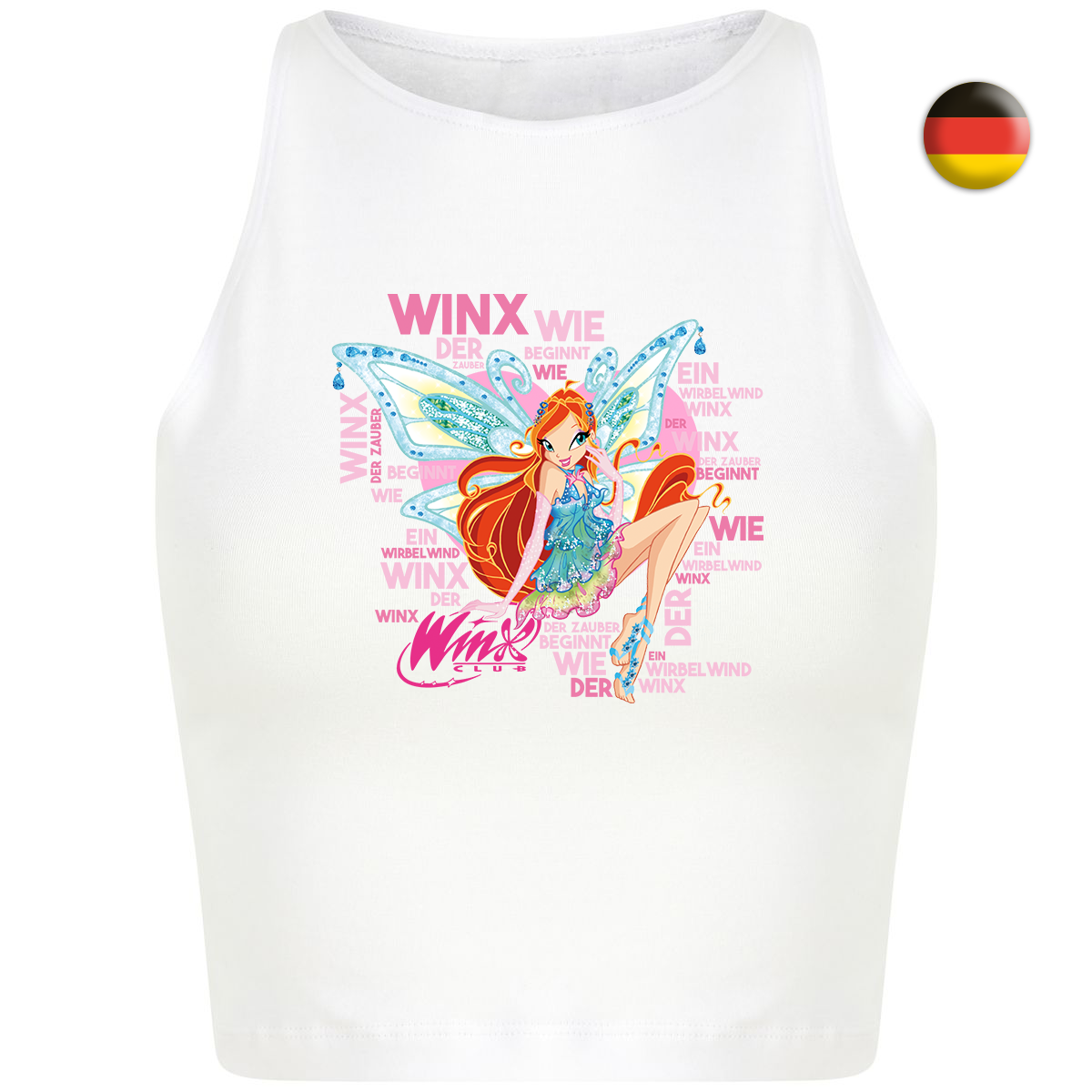 Sing along with Bloom! White Crop top