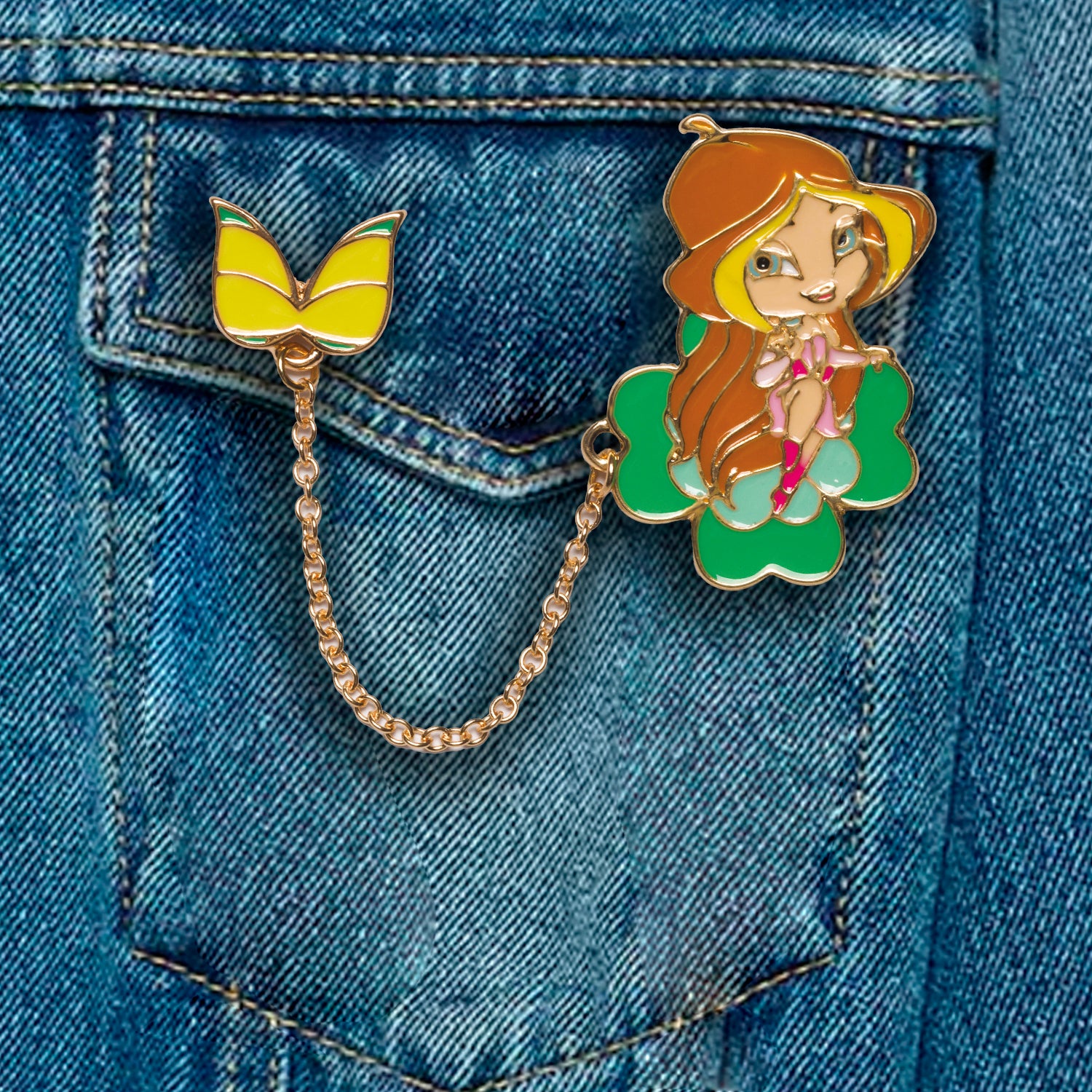 Flora Double Enamel Pin