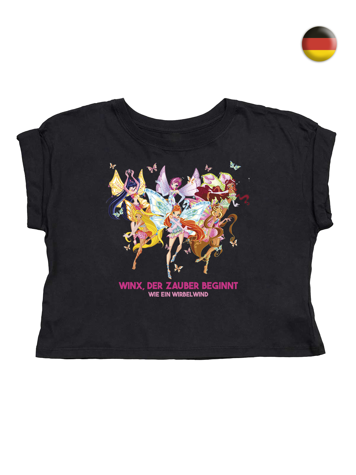 Say it in your language! Black Crop T-shirt