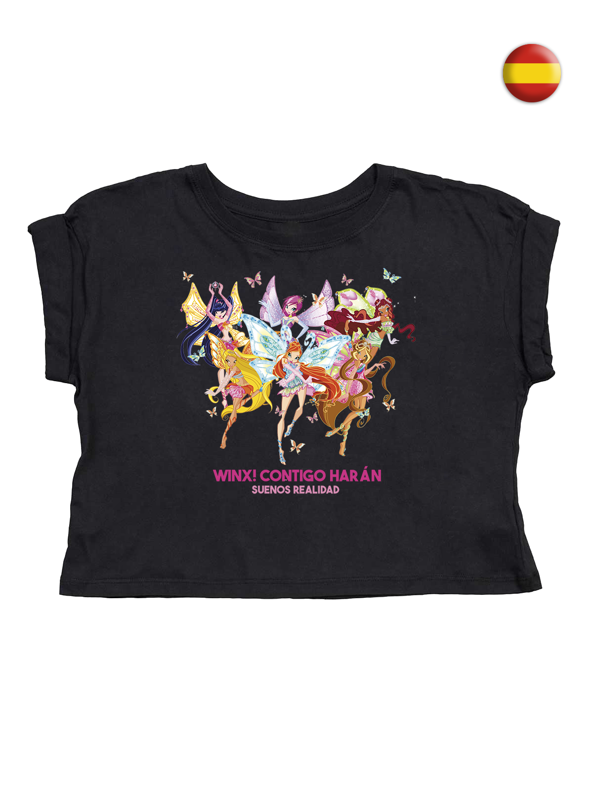 Say it in your language! Black Crop T-shirt