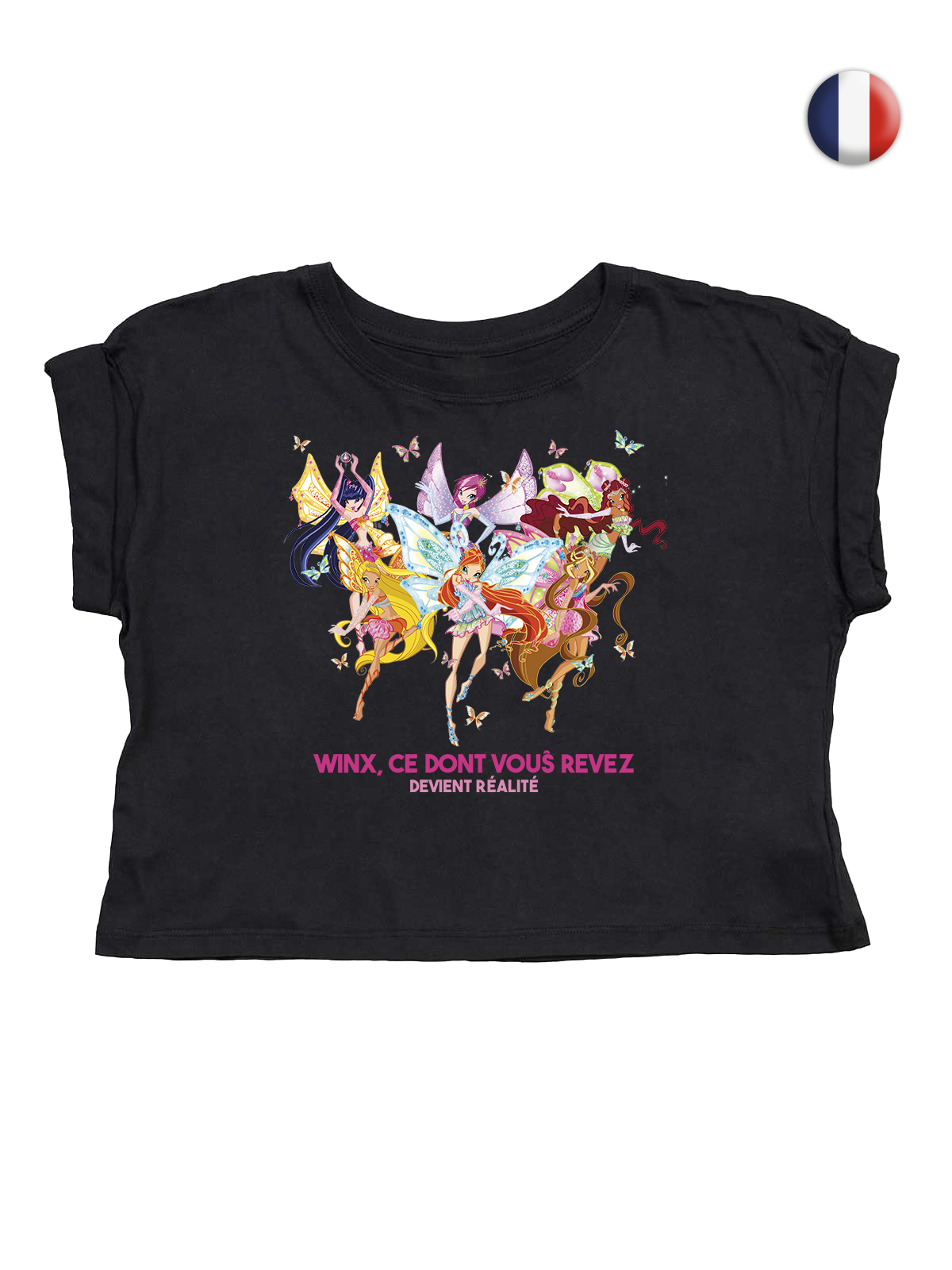 Say it in your language! Black Crop T-shirt