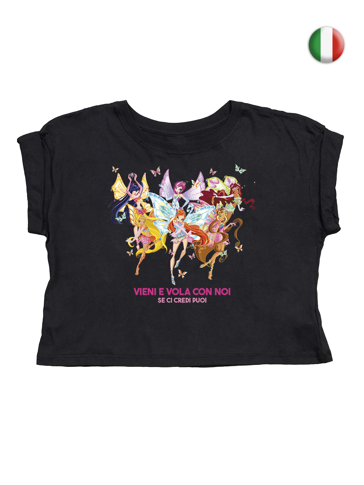 Say it in your language! Black Crop T-shirt